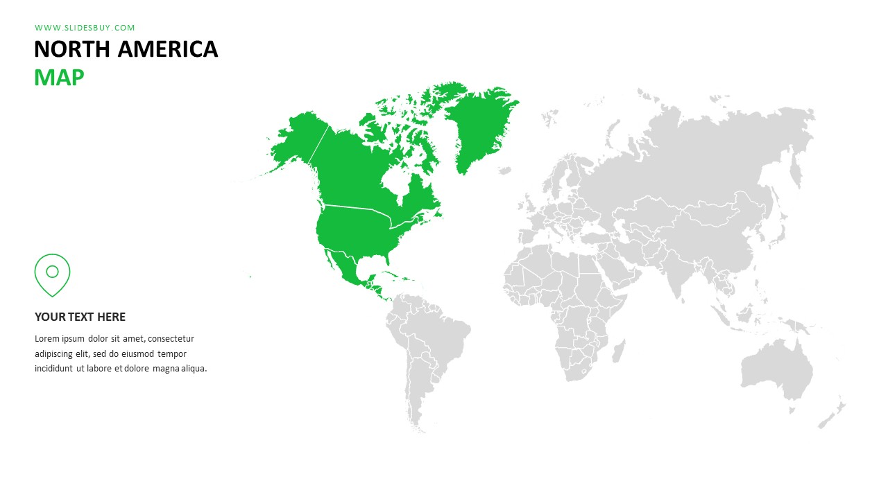 North America Map PowerPoint Template – USA Canada Mexico PPT Slide